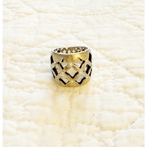 Premier Designs Ring Size 5 Antiqued Matte Silver Tone Crystal Accents Boho - Picture 1 of 10